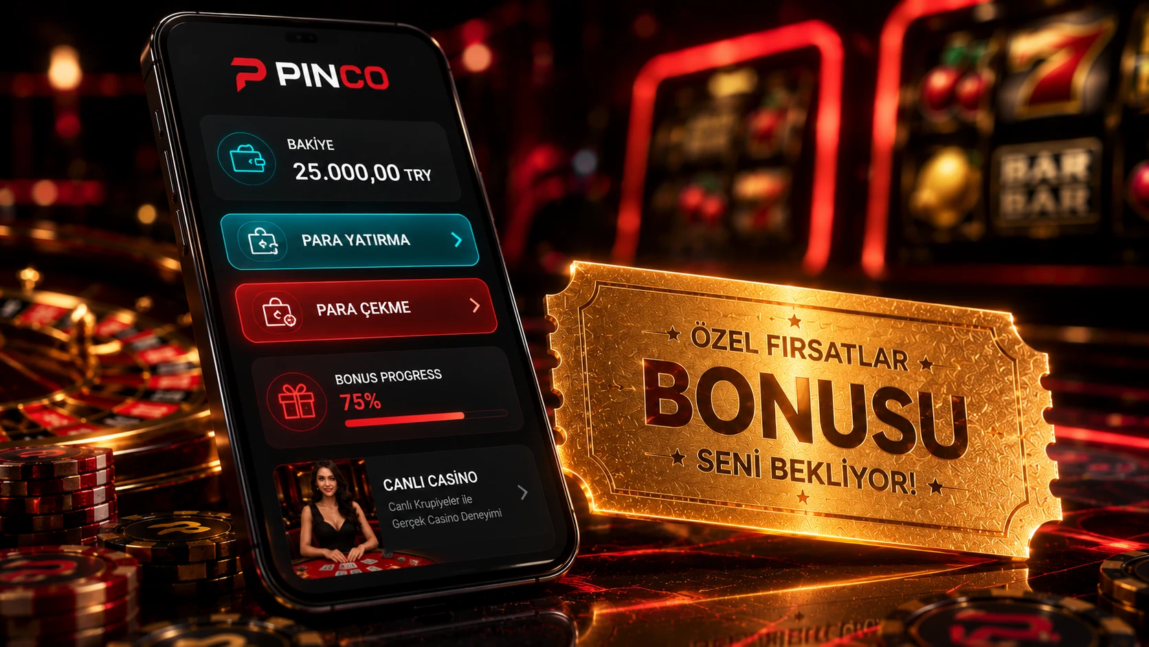 Pinco ödeme ekranında TRY para yatırma ve para çekme seçenekleri