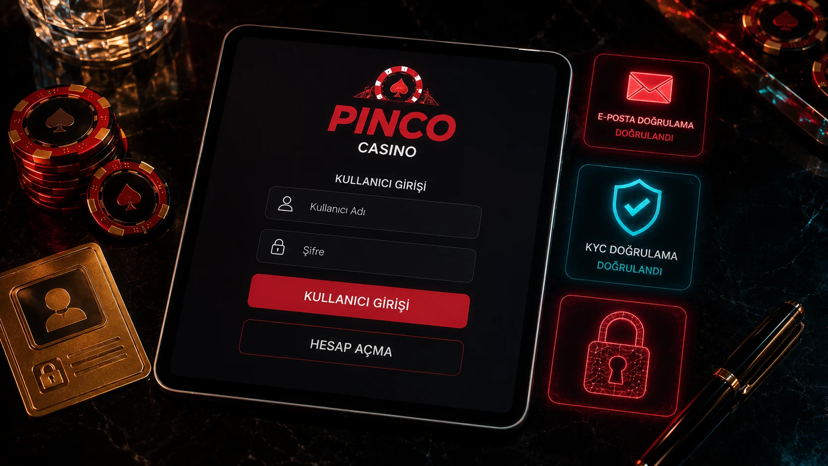 Pinco hesap açma formunda üyelik ve doğrulama adımları